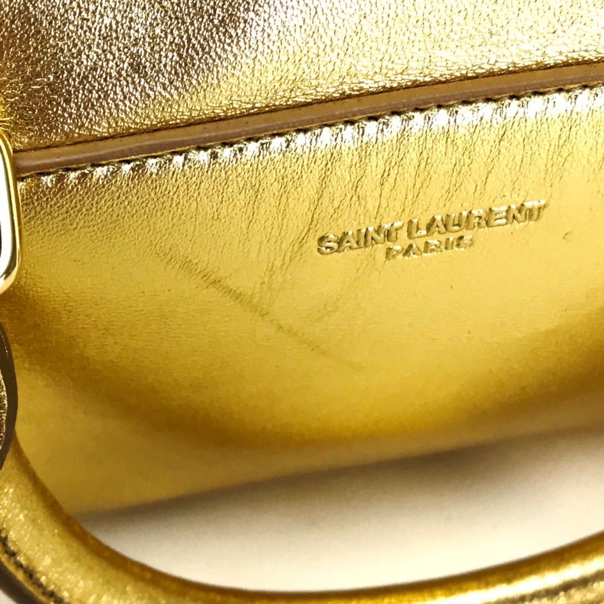 SAINT LAURENT Saint Laurent Paris Baby Duffle Handbag Shoulder Bag Leather Women's Gold — Like New