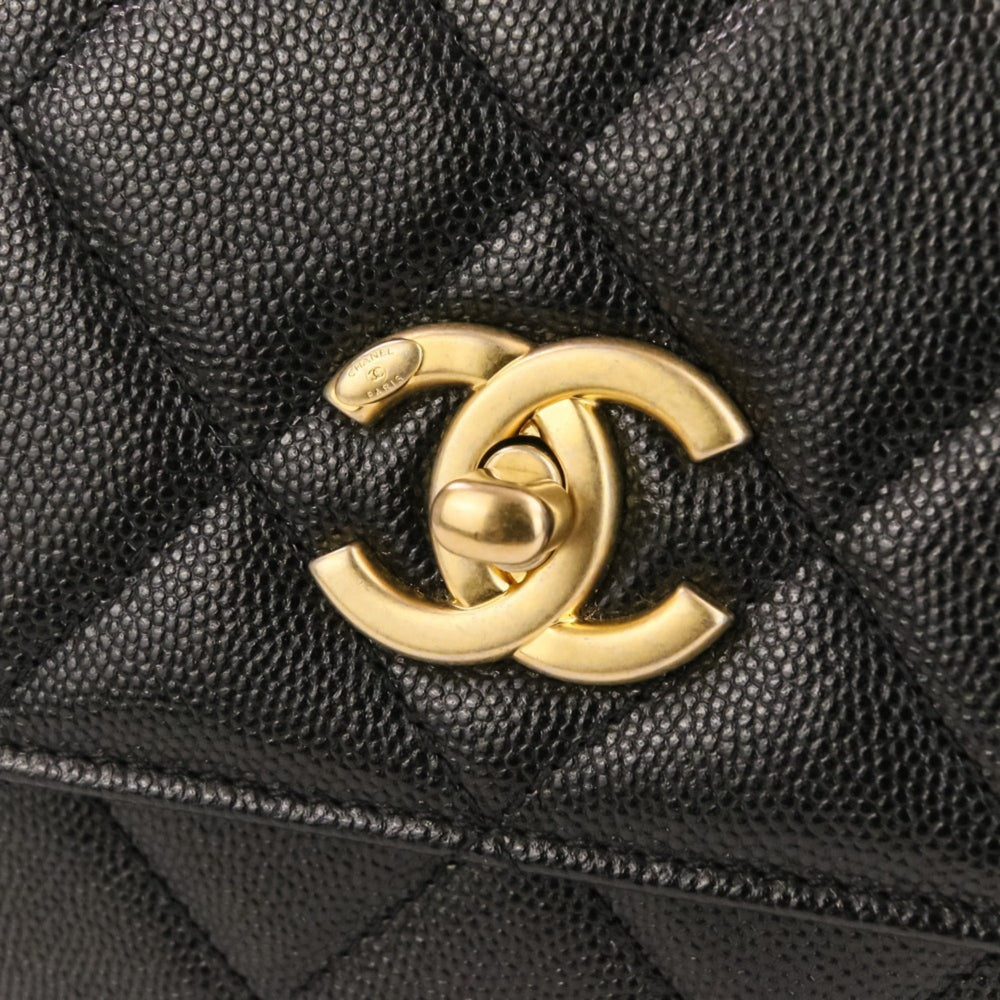 CHANEL Coco Mark Matelassé Caviar Skin Small Flap Chain Shoulder Bag AS4169 Black Women's — Like New