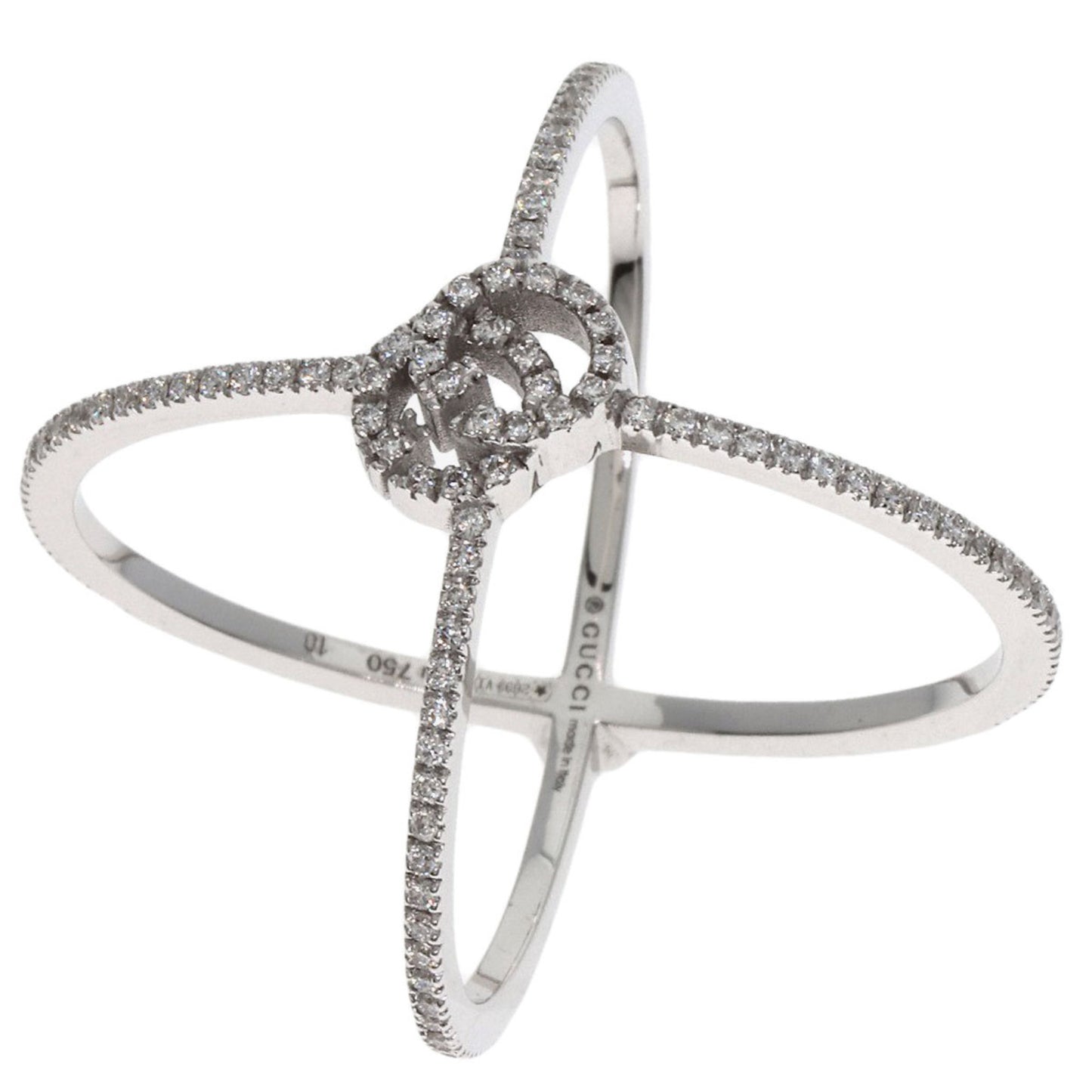 Gucci GG Running Diamond #10 Ring in 18K White Gold for Women