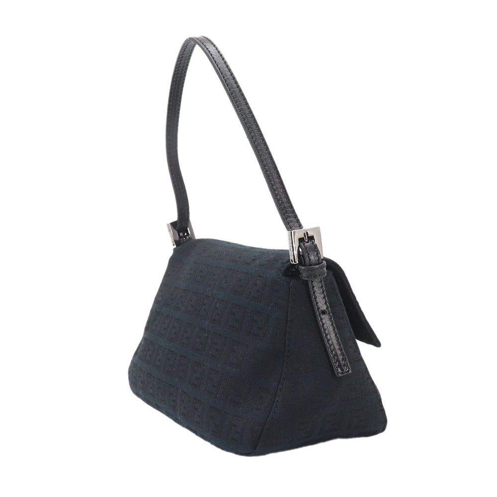 Fendi Zucchino Mini Mamma Baguette Shoulder Handbag, Canvas and Leather, Black, 8BR180, Gunmetal Hardware — New - Store Return