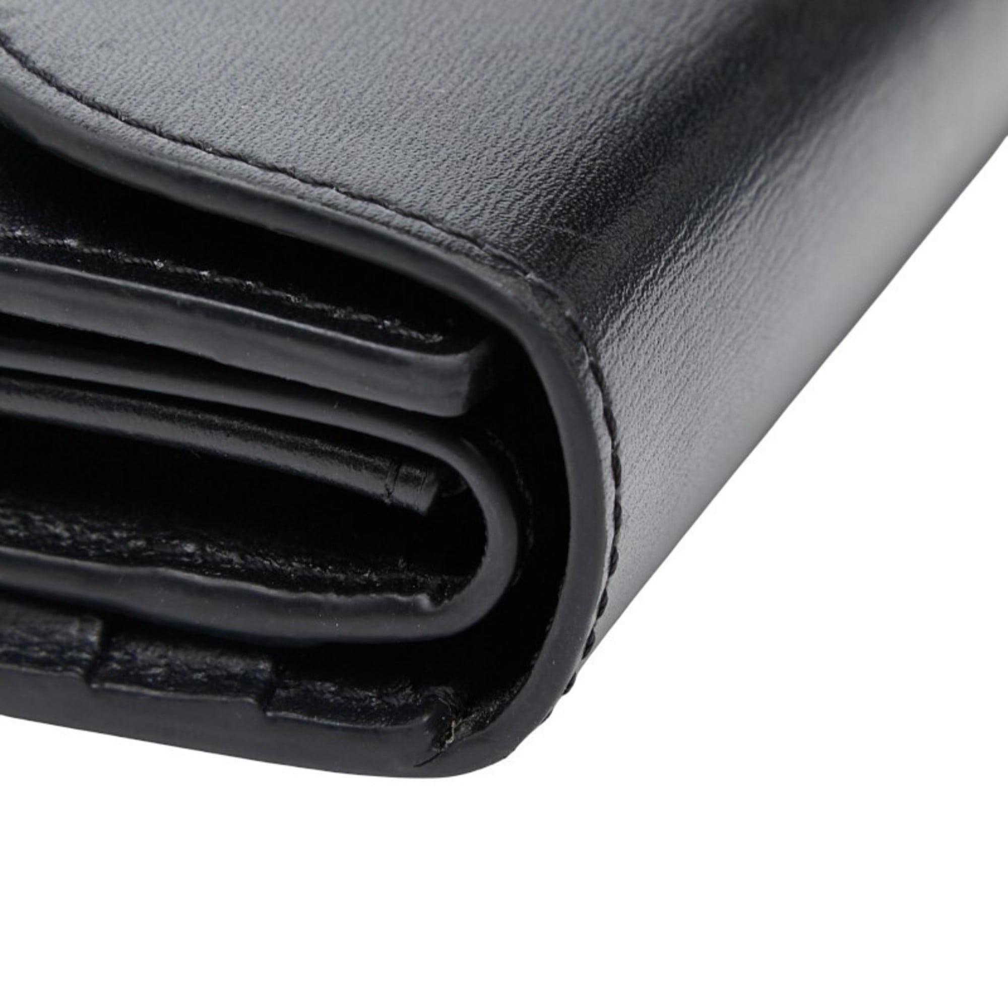 Celine Triomphe Tri-fold Wallet Black Leather Women's CELINE