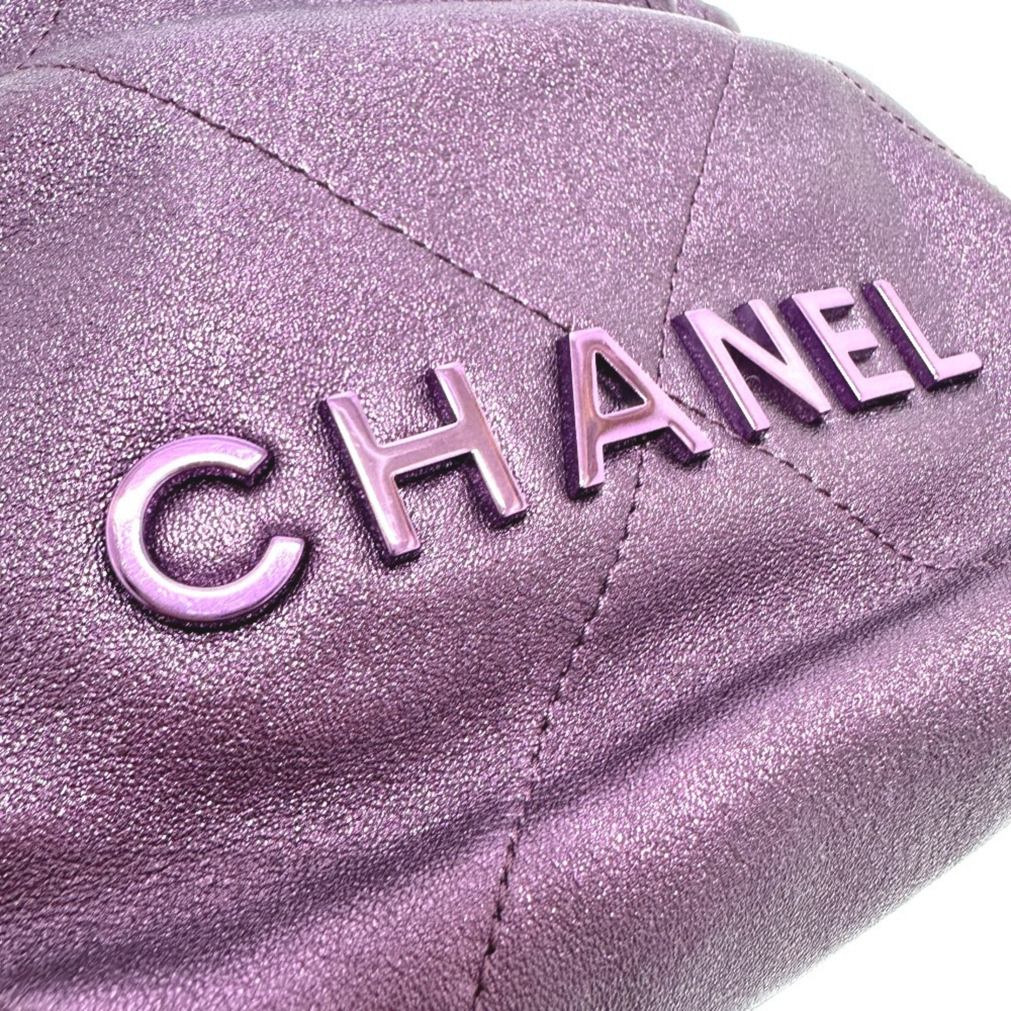 CHANEL AS3980 CHANEL22 Glitter All Purple Shoulder Bag Leather Women's — New - Store Return