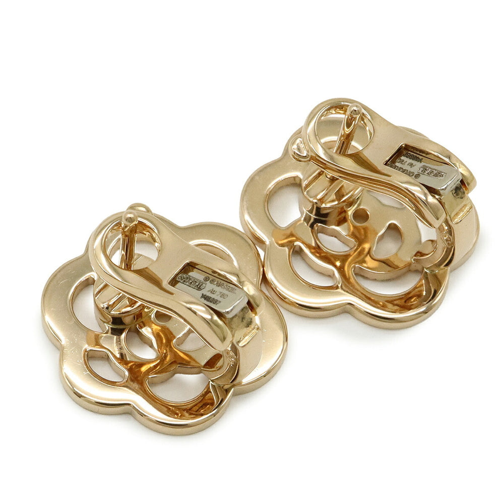 CHANEL Camellia Earrings, 18KPG (Au750PG) Pink Gold with Diamonds, J10805 — Like New