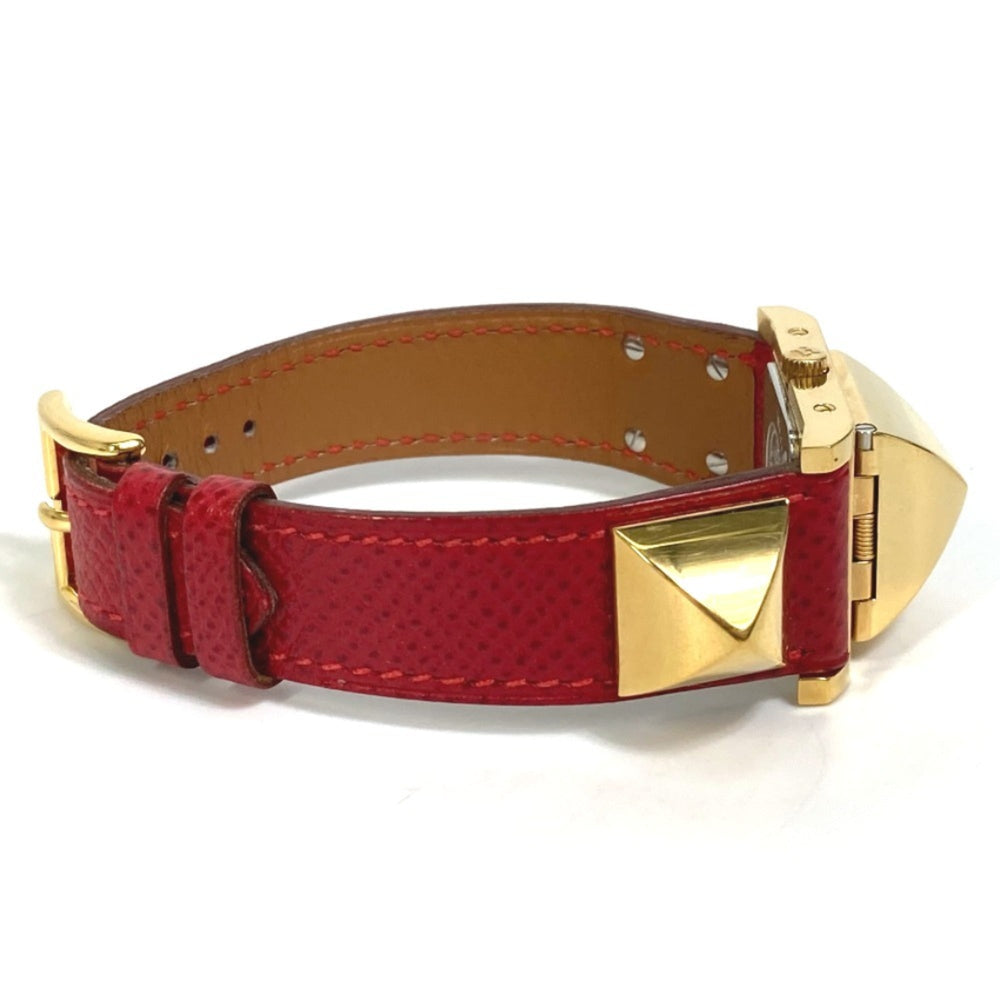 HERMES Medor Quartz Watch GP Leather Ladies Gold S-220909-9 — Good