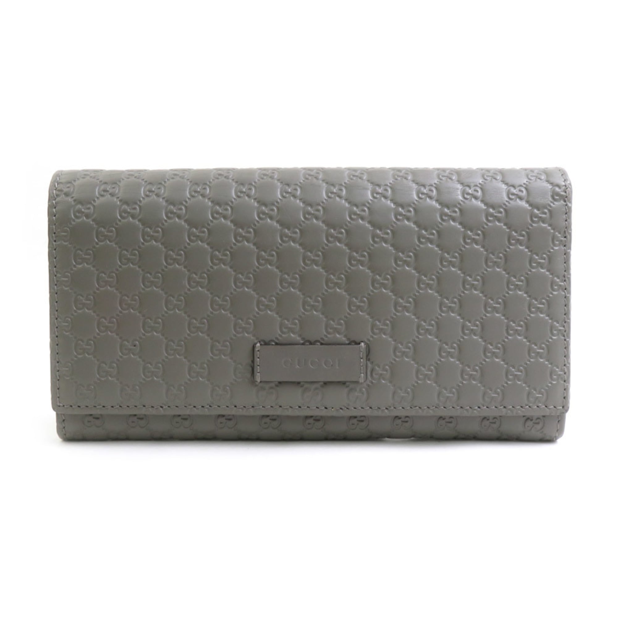 Gucci Micro Guccissima Leather Long Wallet, Gray, Unisex, 449396, H31886J