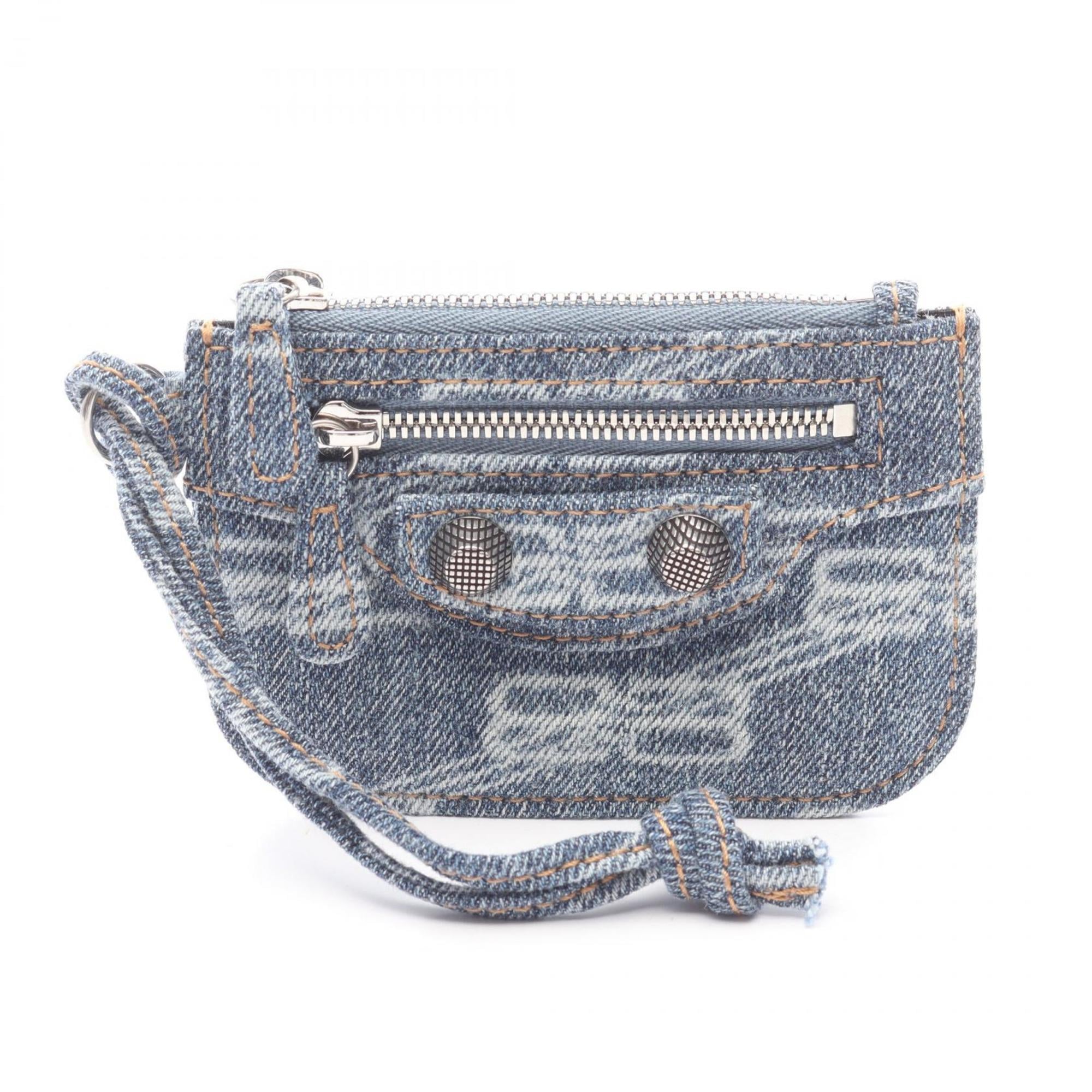 Balenciaga LE CAGOLE wallet with coin purse, denim, women's, blue, 776769