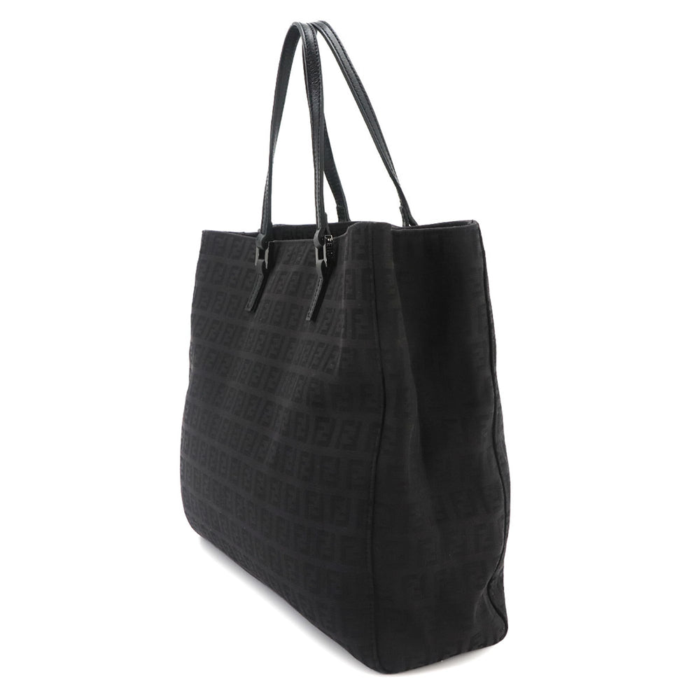Fendi Zucchino Tote Handbag, Canvas and Leather, Black, 8BH133, Gunmetal Hardware — Like New