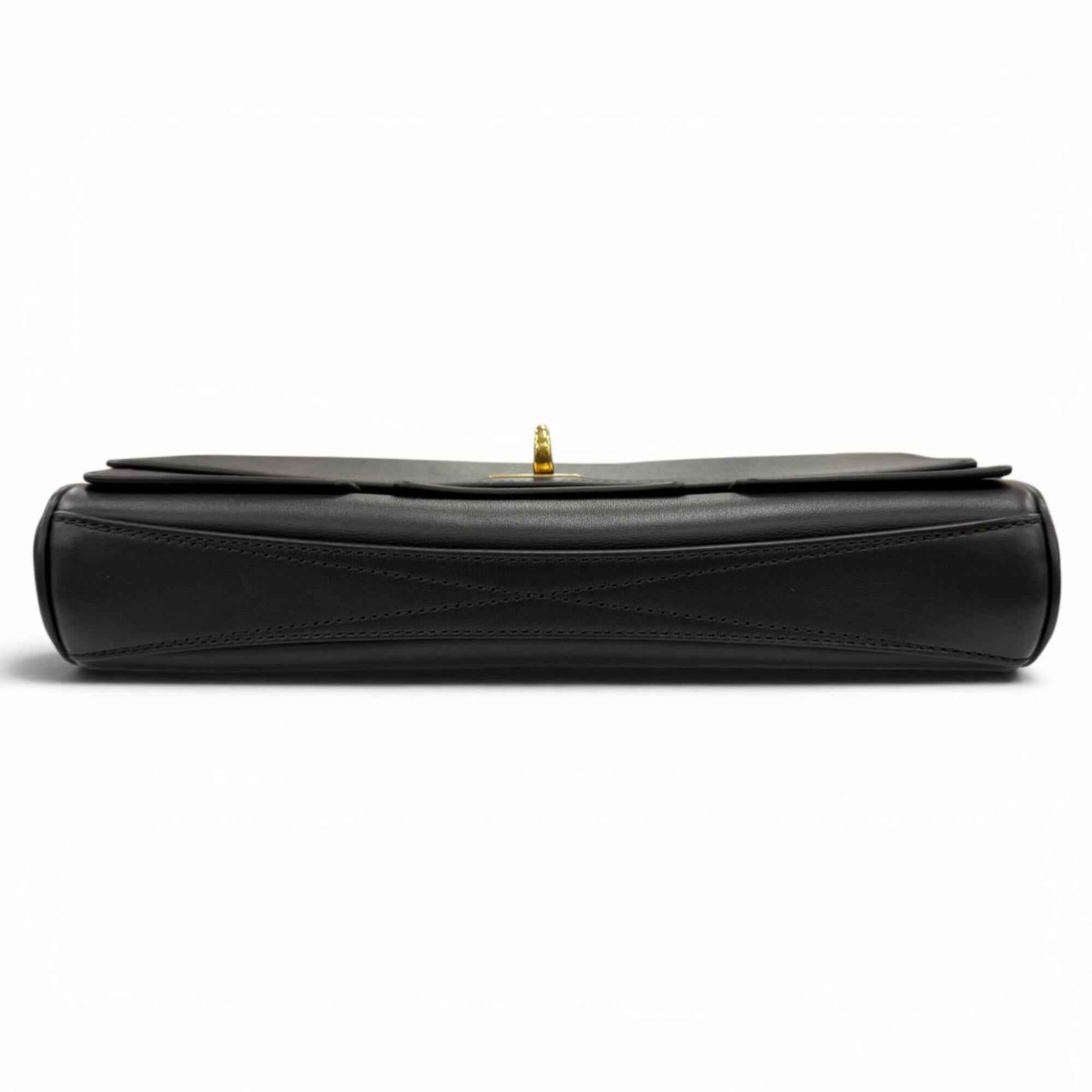 BALENCIAGA 834943 Bel Air Small Clutch Bag, 2-Way Leather Shoulder Black, Made in Italy, Women's, with Dust Bag — Like New