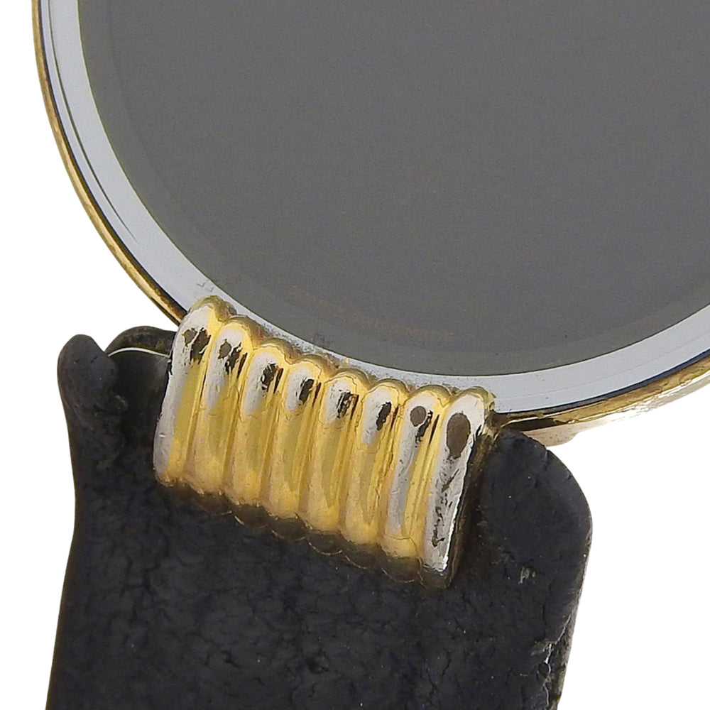 Christian Dior Bakira Watch 46.153-4 Gold Plated x Leather Strap Quartz Analog Black Dial Women's — Good