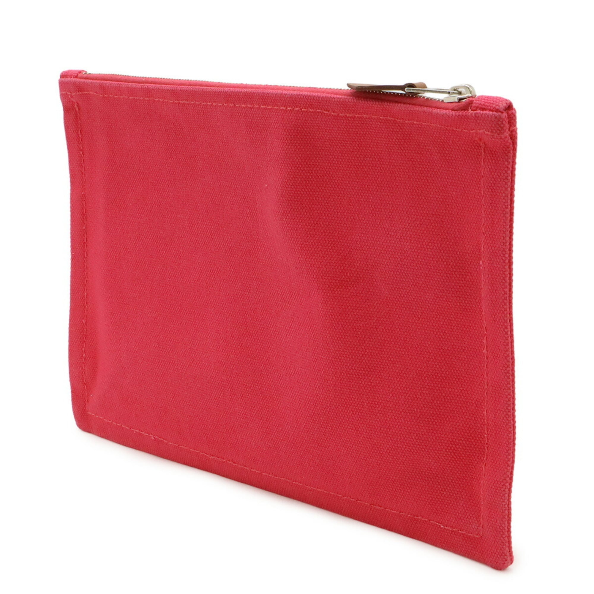 HERMES Yachting PM Flat Pouch in Canvas and Leather, Pink — Like New