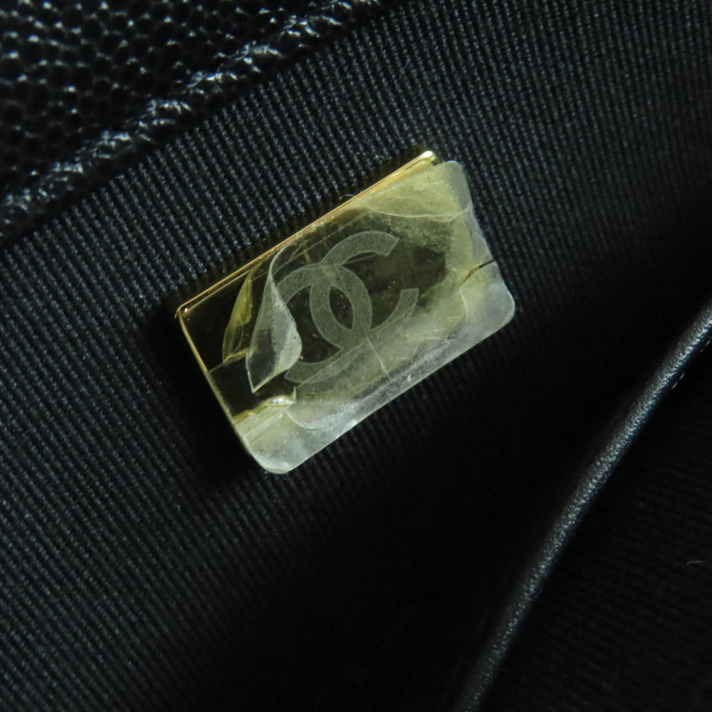 CHANEL AS3893 Caviar Skin Matelassé Coco Mark 2-Way Bowling Bag Handbag Black Gold Hardware Comes with Box and Dust Made in Italy Women's — Like New