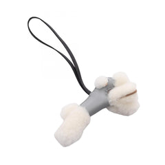 Hermes Buddy Charm, Gris Panthin, Accessory, Sheepskin, Agneau Milo, Women's, Gray, Black, White — New - Store Return
