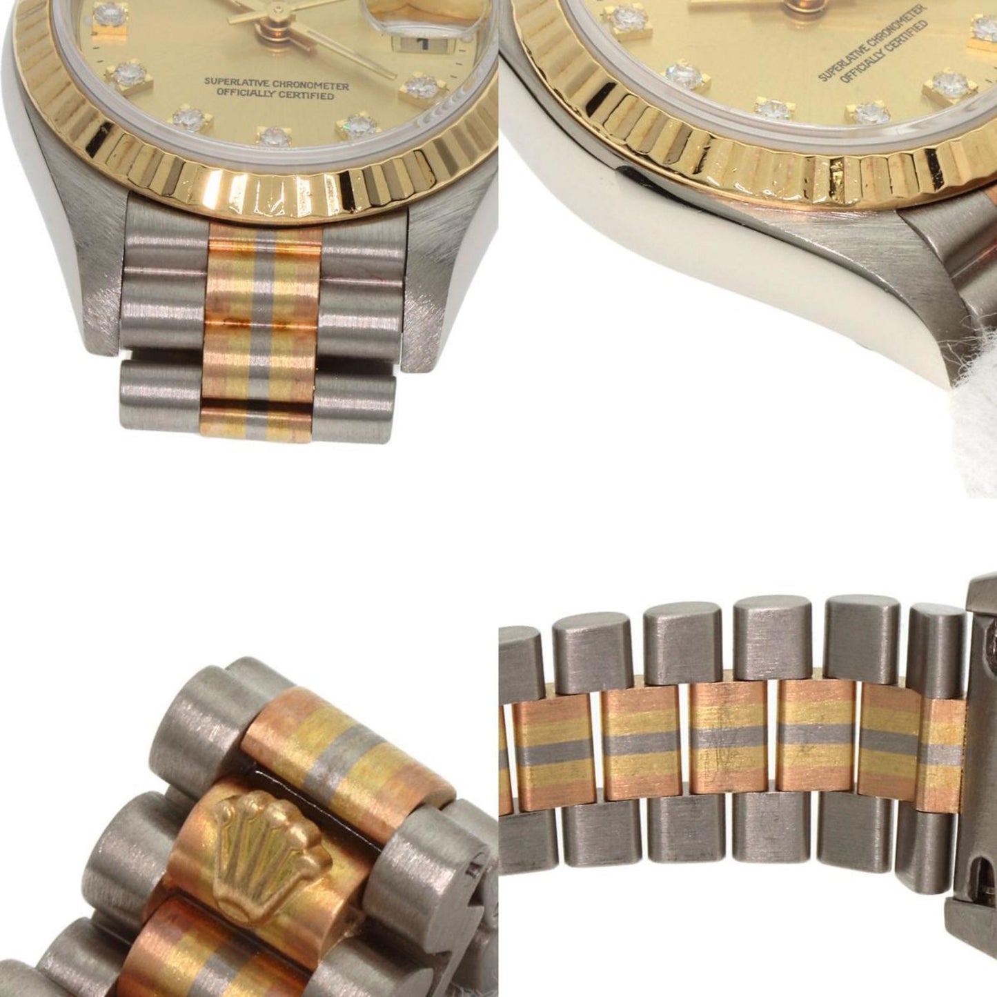 Rolex 69179BIC Datejust 10P Diamond Tridor Watch 18K White Gold 18KYG Ladies ROLEX