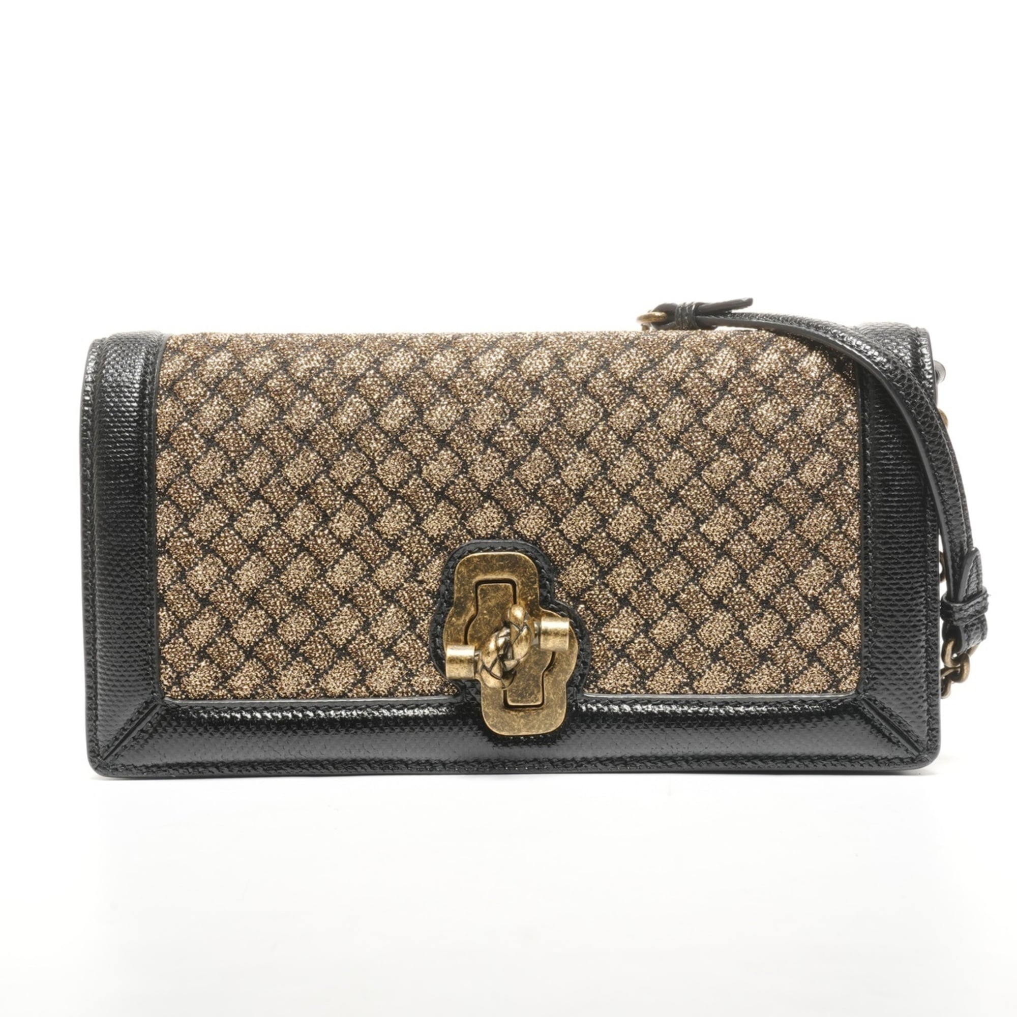 Bottega Veneta Clutch Knot Flap Shoulder Bag in Gold