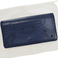 Balenciaga BALENCIAGA long wallet navy leather folio women's