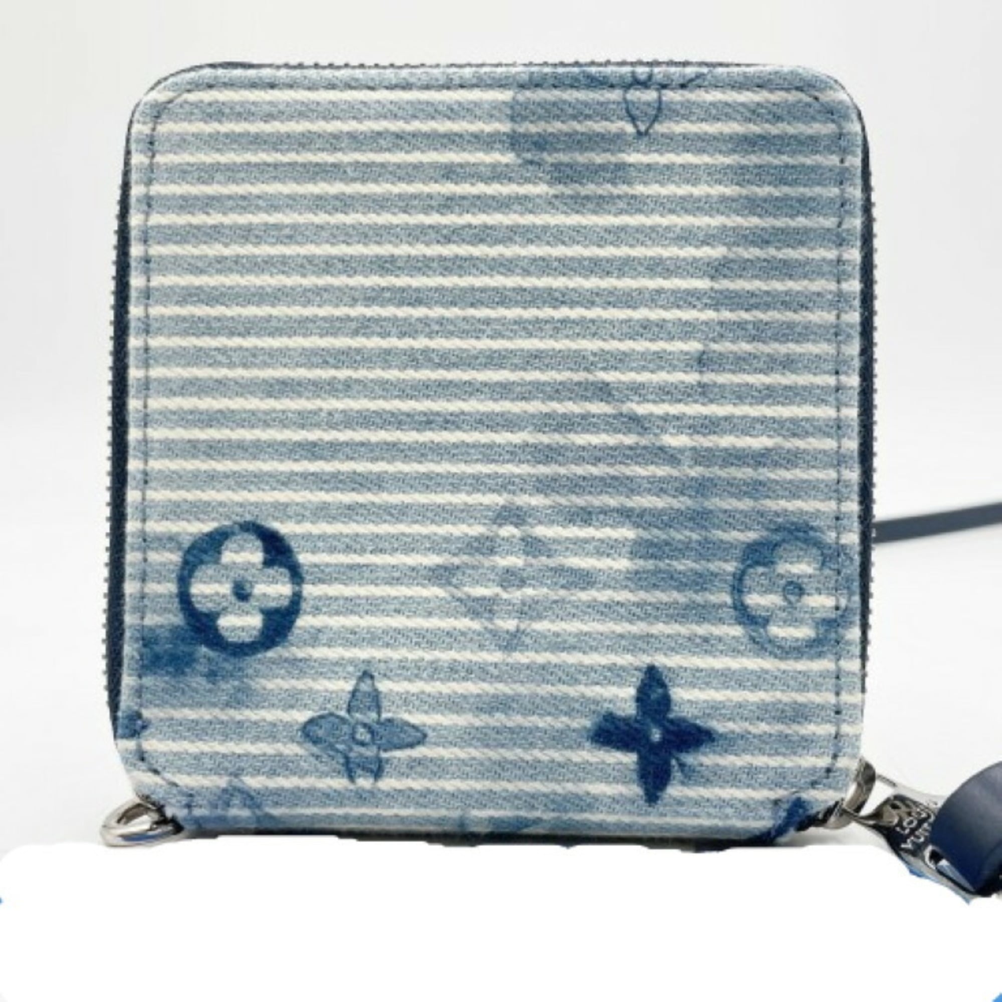 LOUIS VUITTON Zippy Compact Wallet M80461 Blue Monogram Watercolor Men's Round Bifold