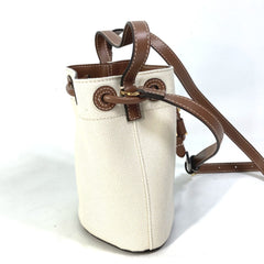 Burberry 8070576 2WAY Shoulder Bag Bucket Crossbody Tote Bag IvoryBased Brown — Like New