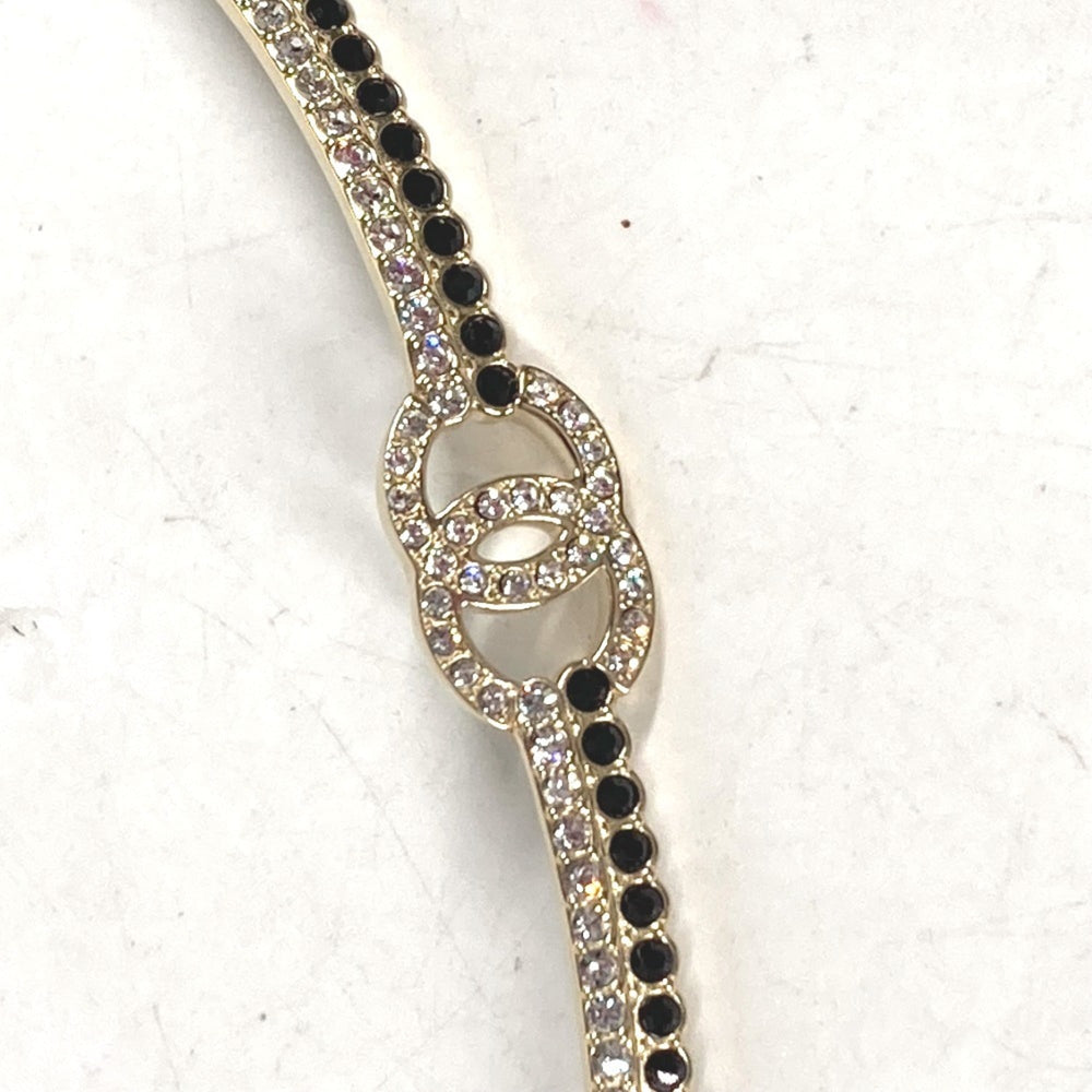 CHANEL Chanel AB9152 A22 CC Coco Mark Rhinestone Choker Chain Necklace Metal Women's Black Similar G-240625-37 — Like New