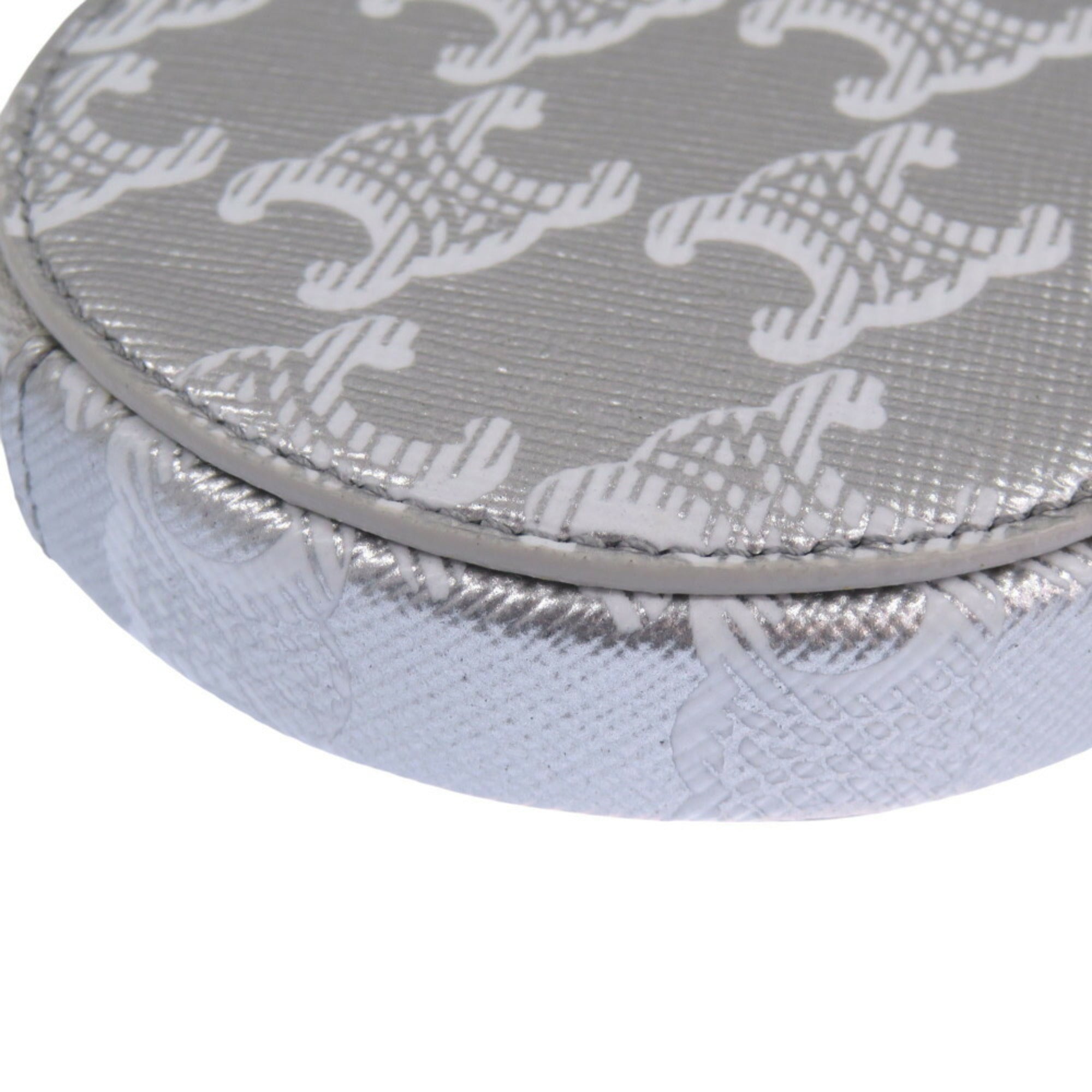 Celine Triomphe Leather Silver Coin Case 0117CELINE