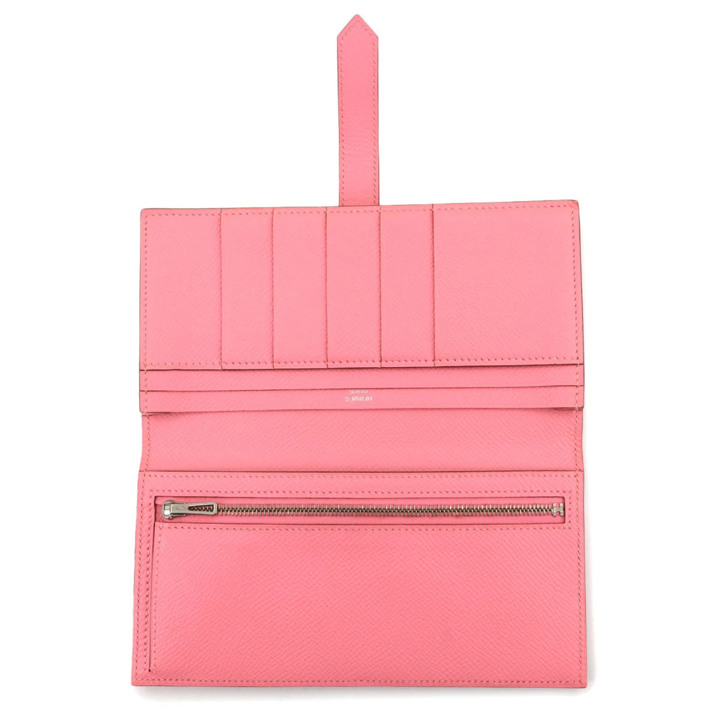 Hermes Hermès Bearn Soufflet Bifold Long Wallet, Epson Rose Confetti, T Stamp, Silver Hardware