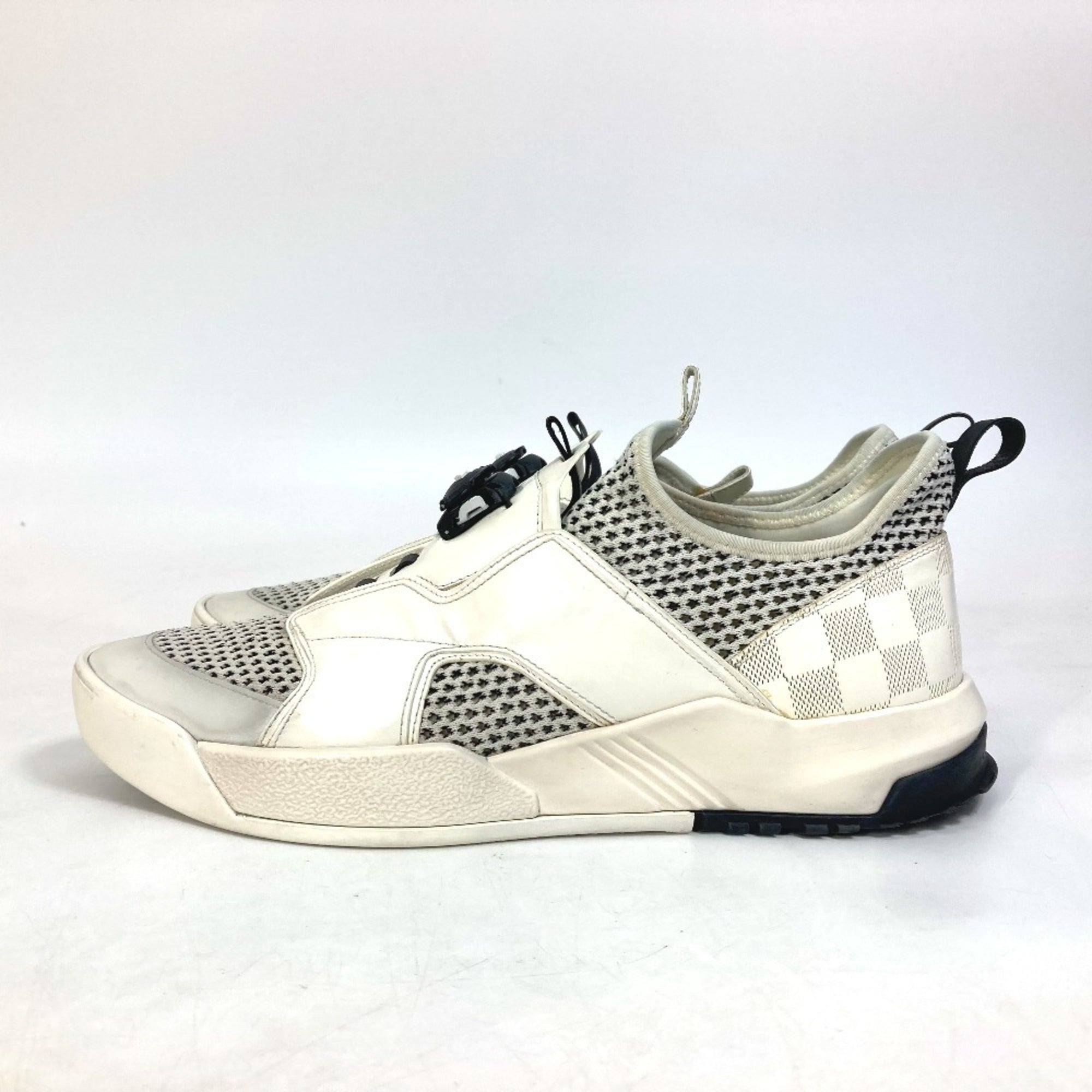 LOUIS VUITTON Fuel Power Sneakers, Men's, White, Mesh, Leather/Knit