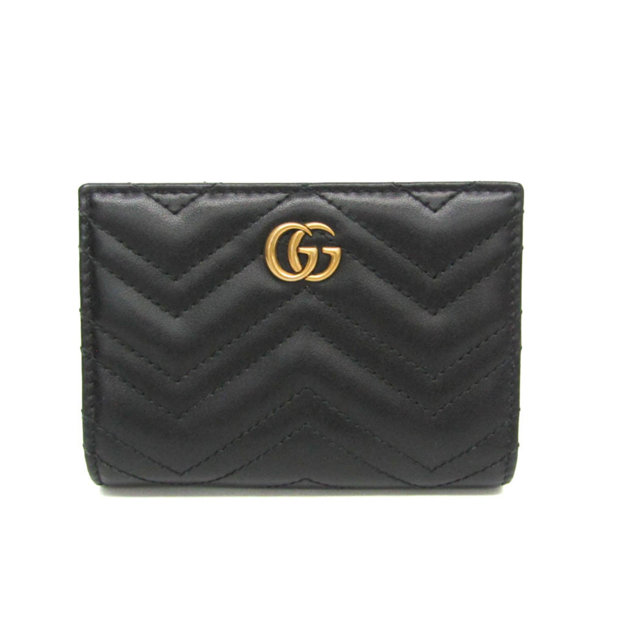 Gucci GG Marmont 773427 Women's Leather Wallet (bi-fold) Black