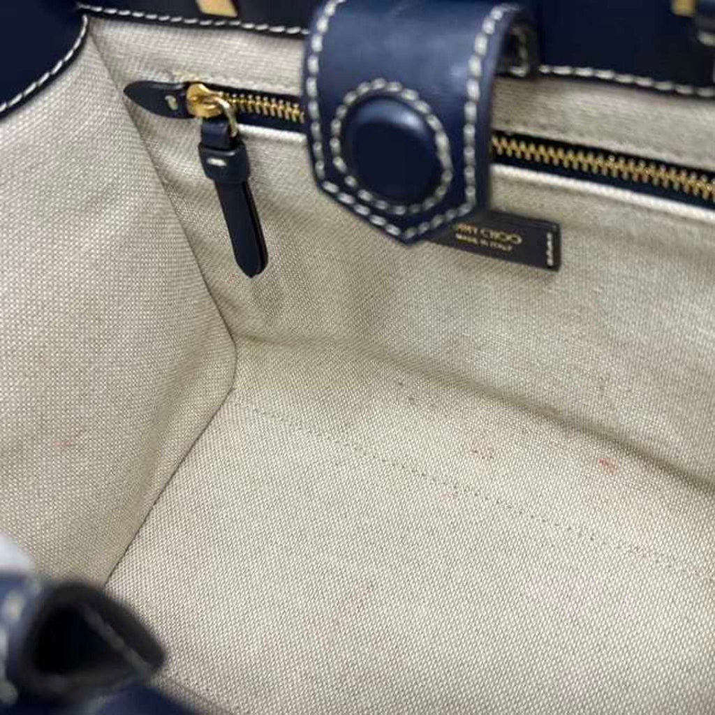 Jimmy Choo 2-way bag f-24513 denim blue navy JI1630AW001266 washed leather 55SG JIMMY CHOO handbag crossbody shoulder embroidered women's