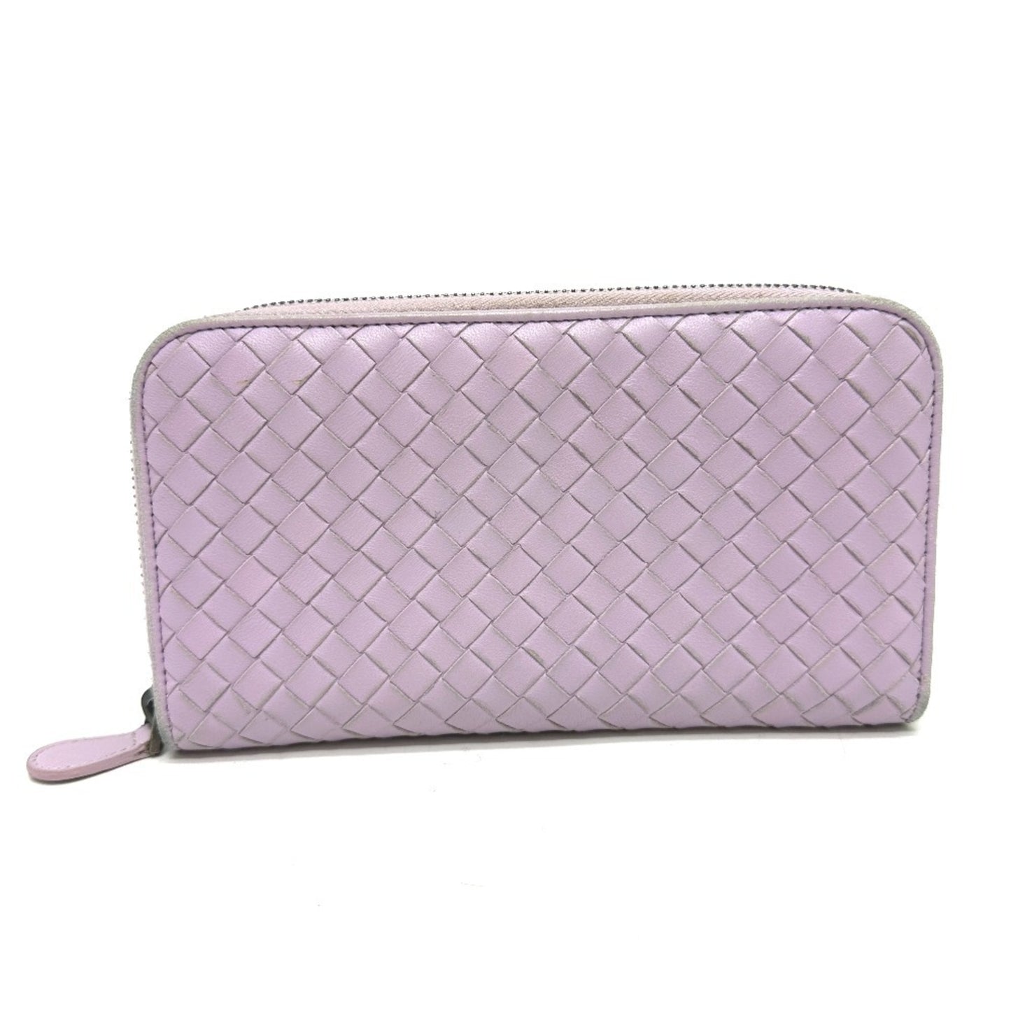 BOTTEGA VENETA 114076 Intrecciato Wallet, Round Zipper Leather, Women's, Purple
