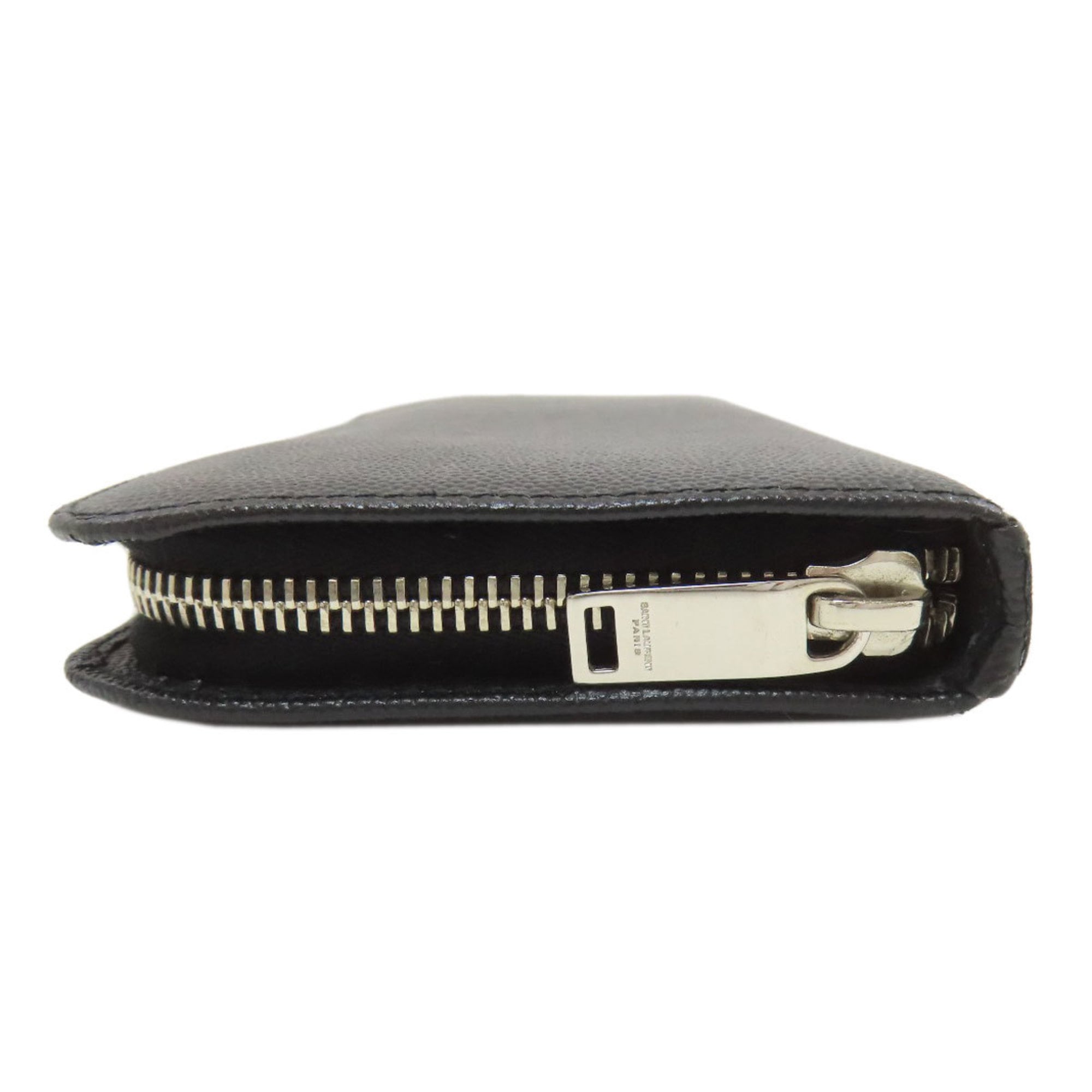 Saint Laurent round zipper long wallet in calfskin for women.