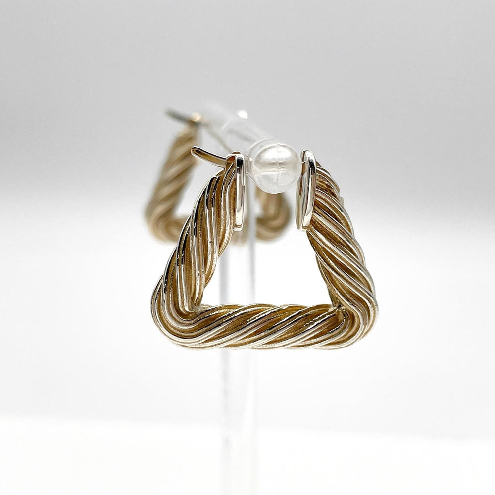 BOTTEGA VENETA Cord Triangle Twist Hoop Earrings, SV925 Silver, Men's & Women's — Like New