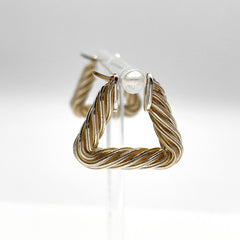 BOTTEGA VENETA Cord Triangle Twist Hoop Earrings, SV925 Silver, Men's & Women's — Like New