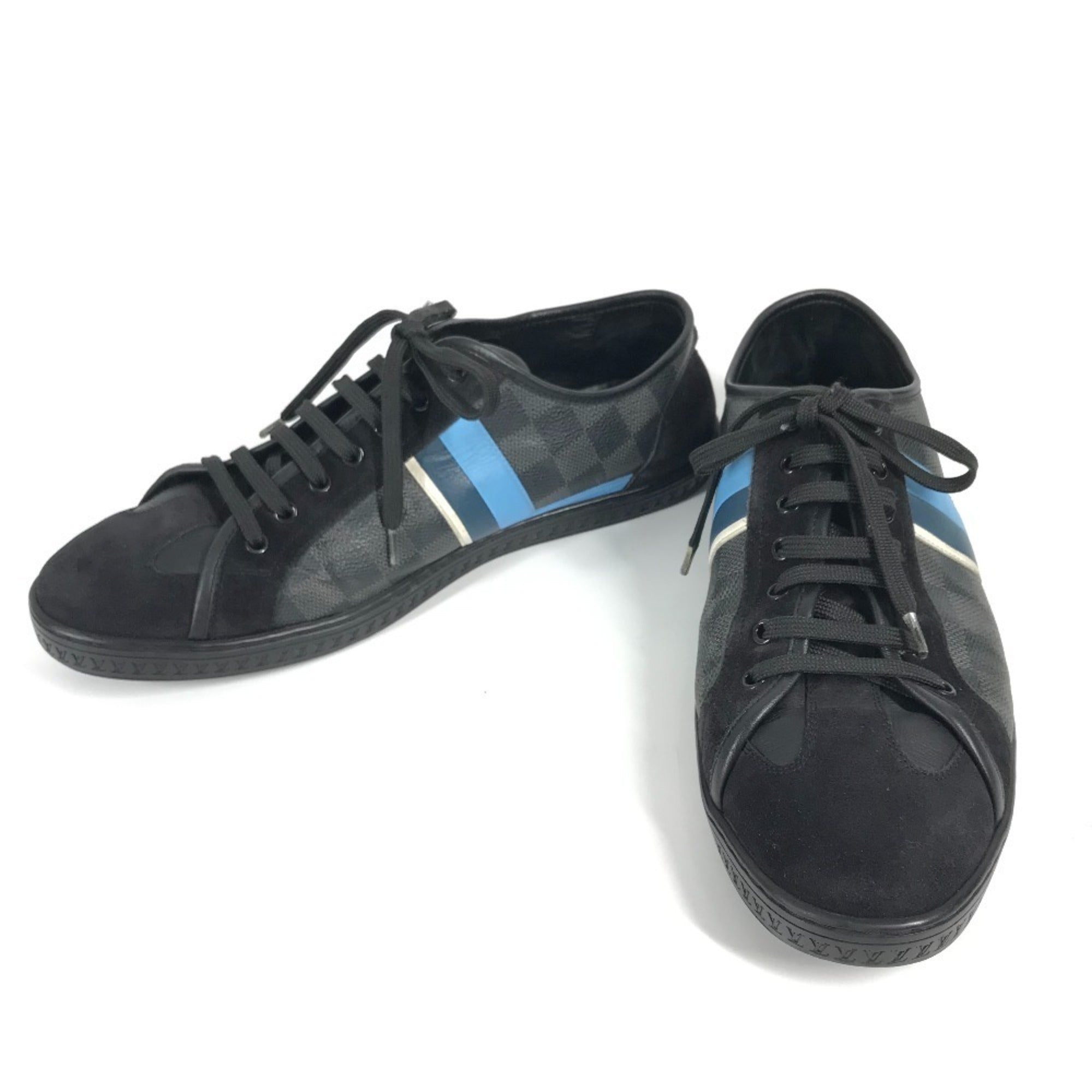 LOUIS VUITTON Damier Graphite lace-up sneakers in canvas, men's, black