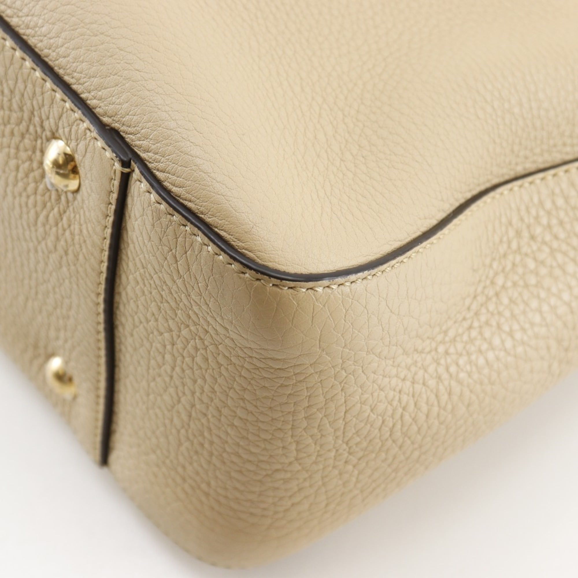 Fendi FF Tote Small Handbag 2-Way Shoulder Bag 8BH367 Calfskin Beige 2-way A5 Magnetic Closure Women's — Like New