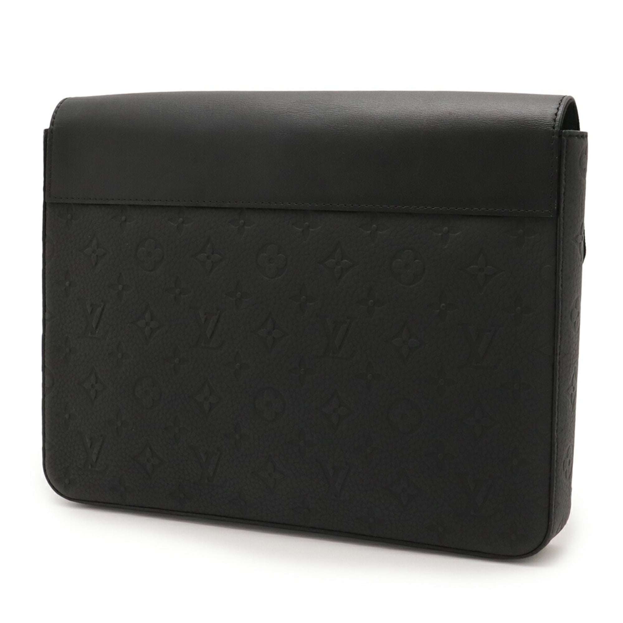 LOUIS VUITTON Monogram Taurillon Pochette Steamer Clutch Bag in Black, Noir, M80140