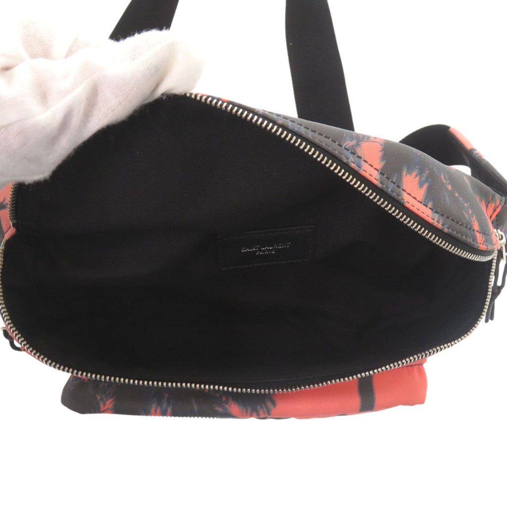 Excellent condition Saint Laurent Paris palm tree print 581375 nylon pink and orange body bag 0529