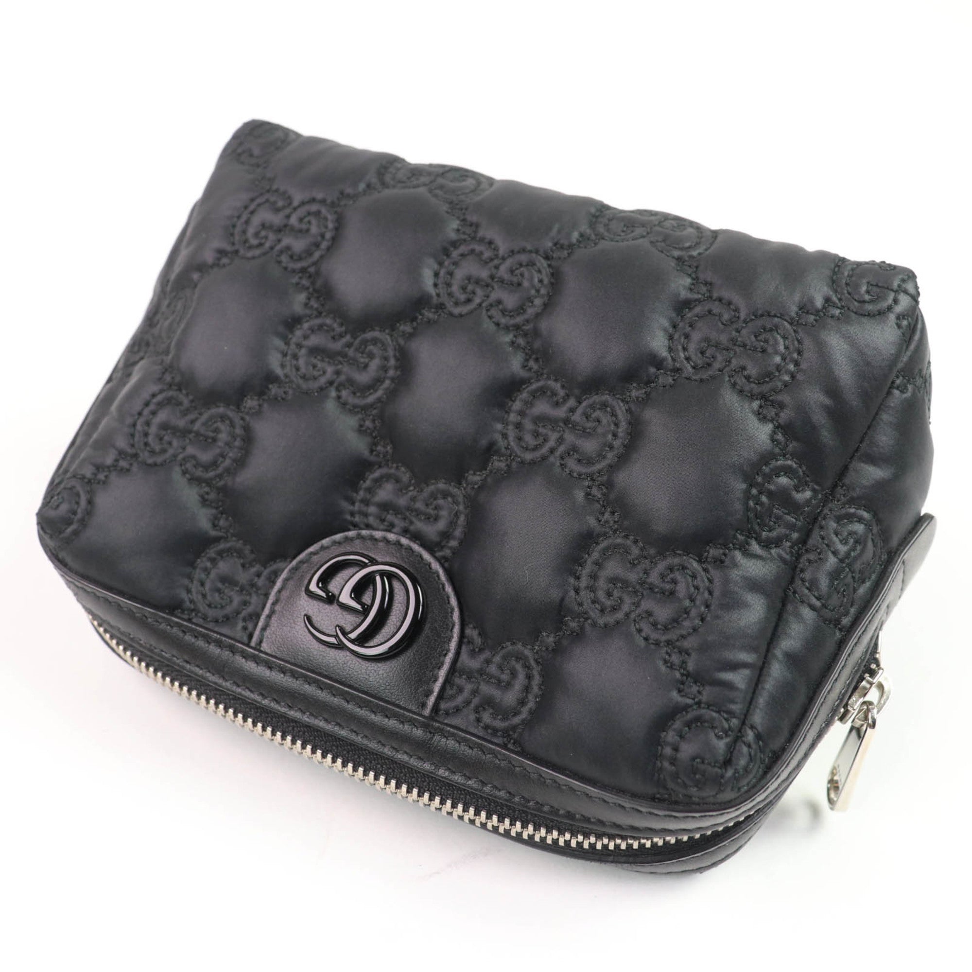 GUCCI 72604 GG Marmont Makeup Pouch, Small Item Black and Purple, Box Dust Bag Included, Made in Italy, Women's — Like New