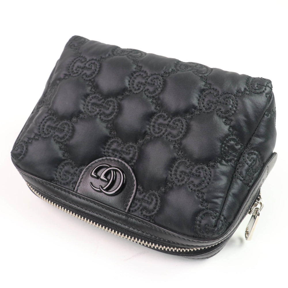 GUCCI 72604 GG Marmont Makeup Pouch, Small Item Black and Purple, Box Dust Bag Included, Made in Italy, Women's — Like New