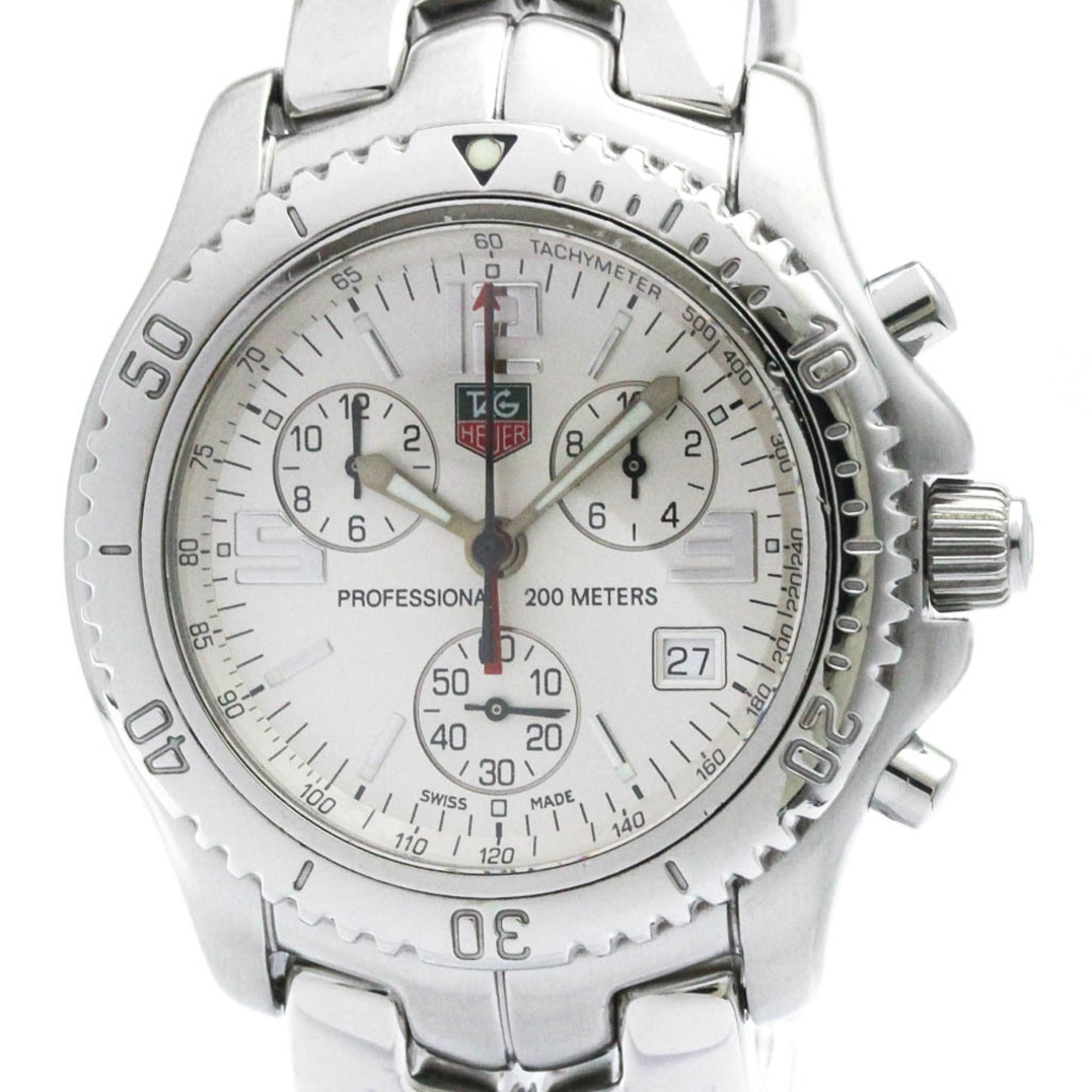TAG HEUER Link Chronograph Steel Quartz Mens Watch CT1112 Polished — Very Good