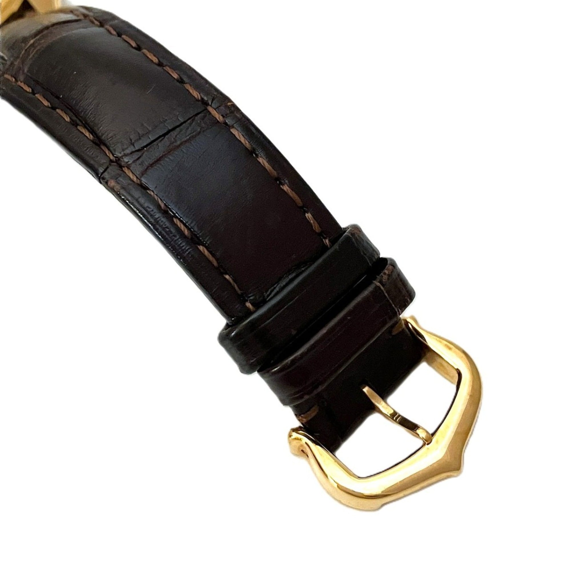 Cartier Clé de watch, total weight 51g, 18K gold, genuine leather strap, automatic movement, white dial, WGCL0010 — Good