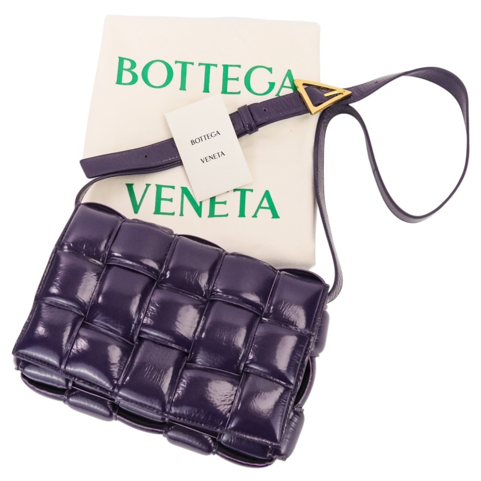 Bottega Veneta Padded Cassette Intrecciato Shoulder Bag 591970 Purple Women's — Like New