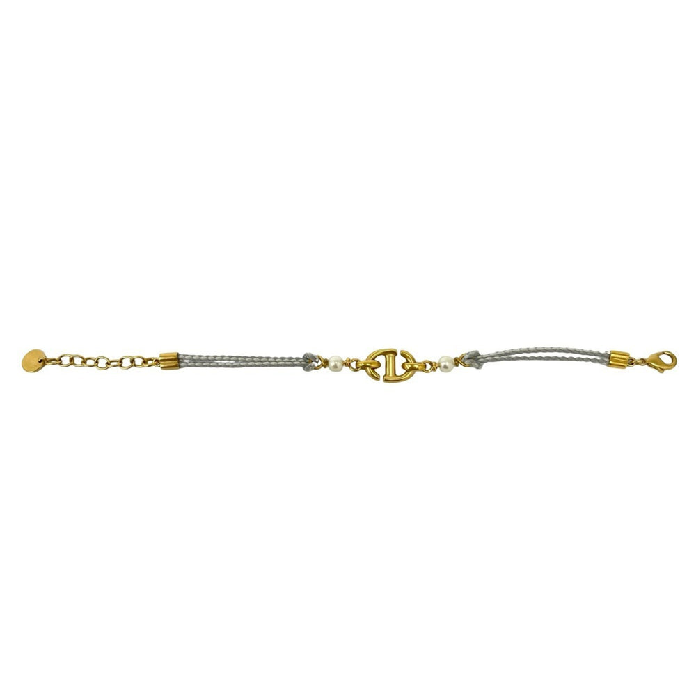 Christian Dior Navy Pearl Bracelet GP Gold Accessory 79703 — Like New