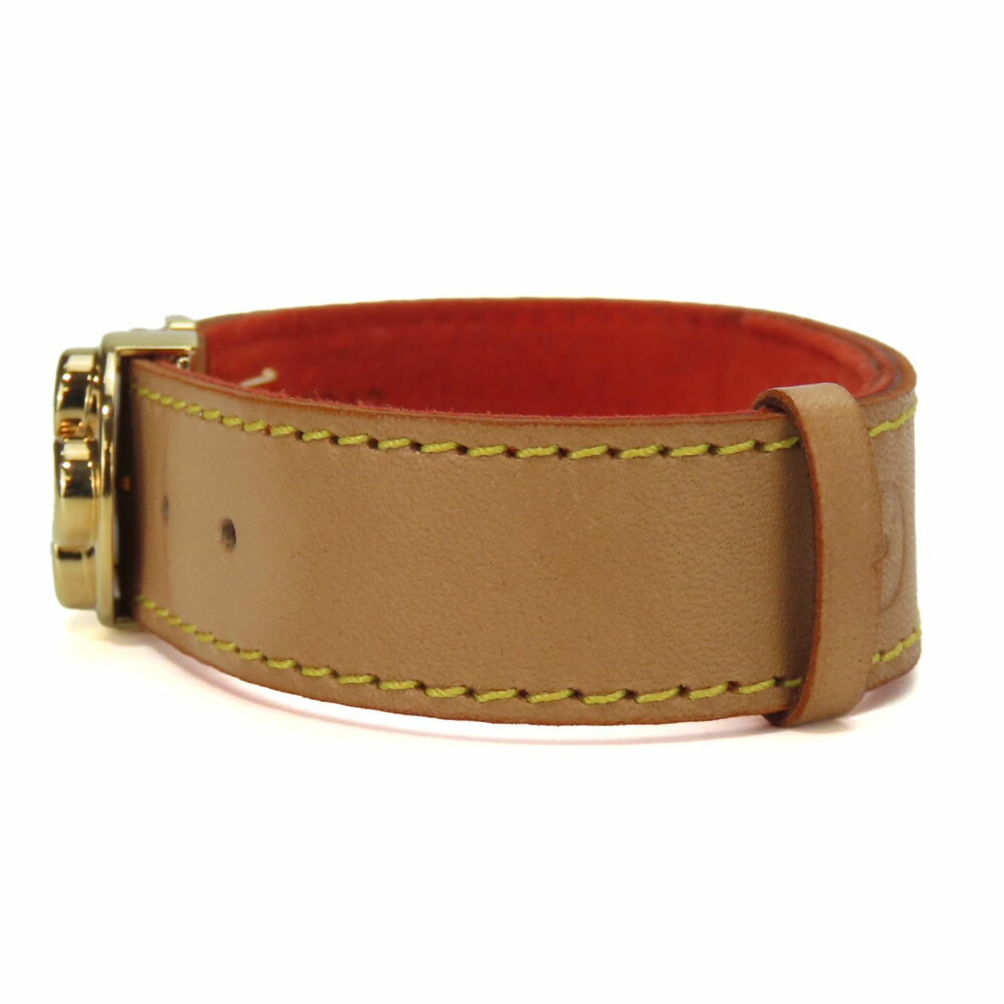 Louis Vuitton Bracelet Good Luck M64448 Tanned Leather Metal Beige Accessory Women's LOUIS VUITTON