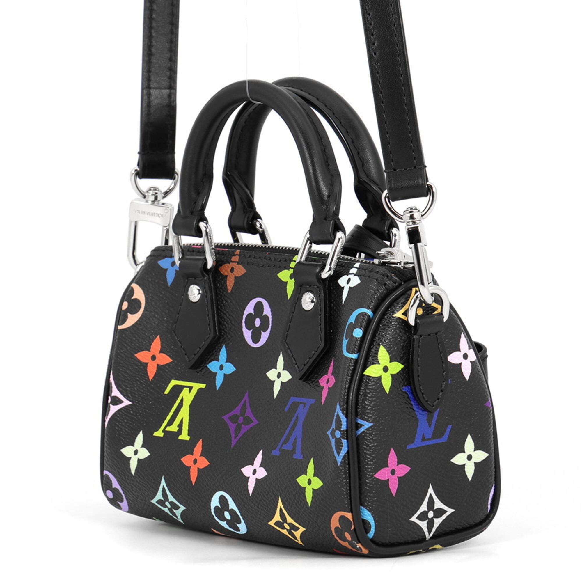 Louis Vuitton handbag, Monogram Multicolor LV X™ Nano Speedy M13406, 2-way design by Takashi Murakami, black, handbag for women, LOUIS VUITTON — Like New