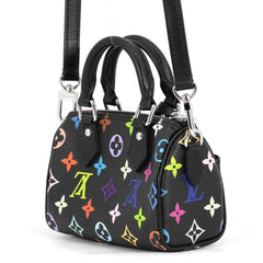 Louis Vuitton handbag, Monogram Multicolor LV X™ Nano Speedy M13406, 2-way design by Takashi Murakami, black, handbag for women, LOUIS VUITTON — Like New
