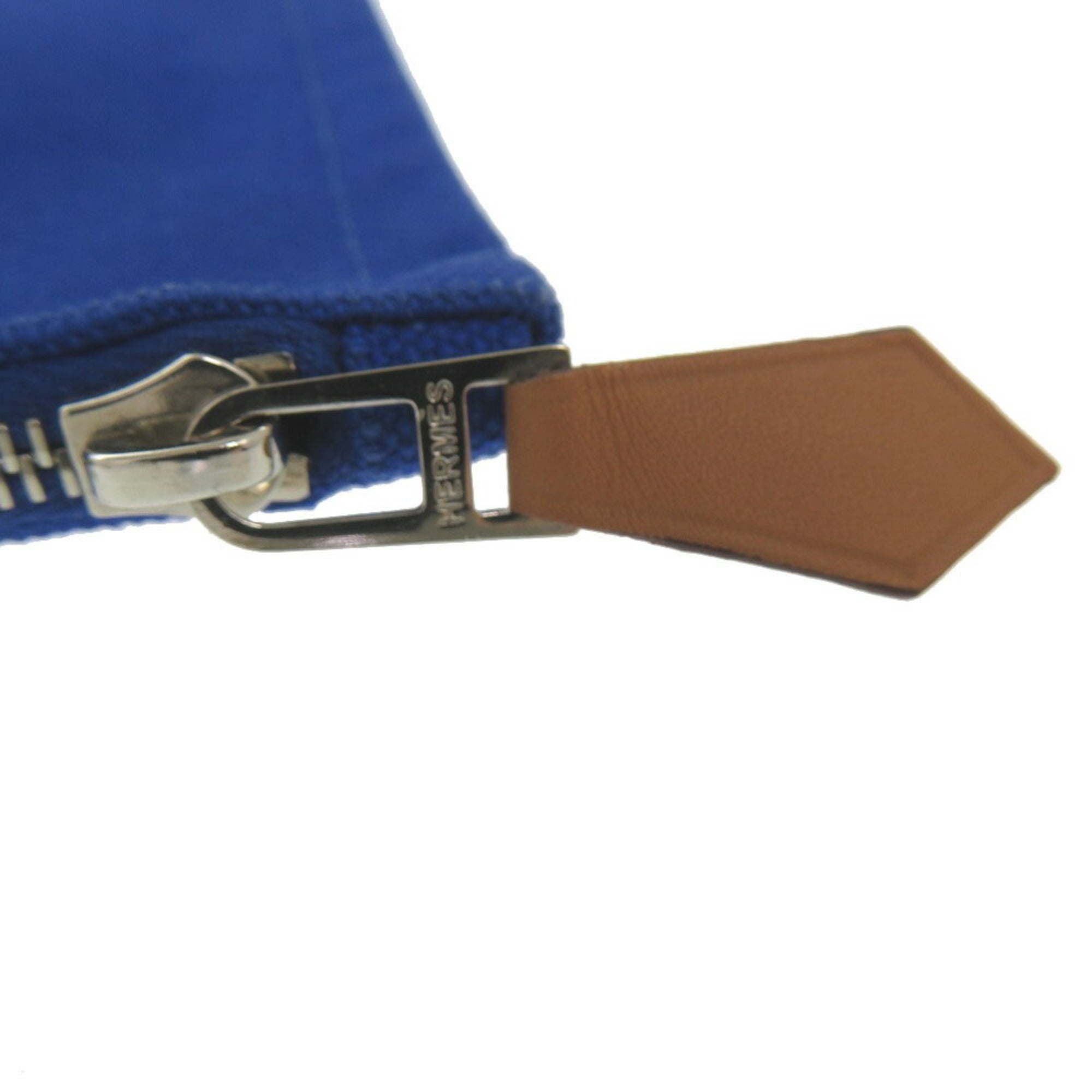 Hermes Flat Pouch MM Canvas Blue 0275HERMES — Like New