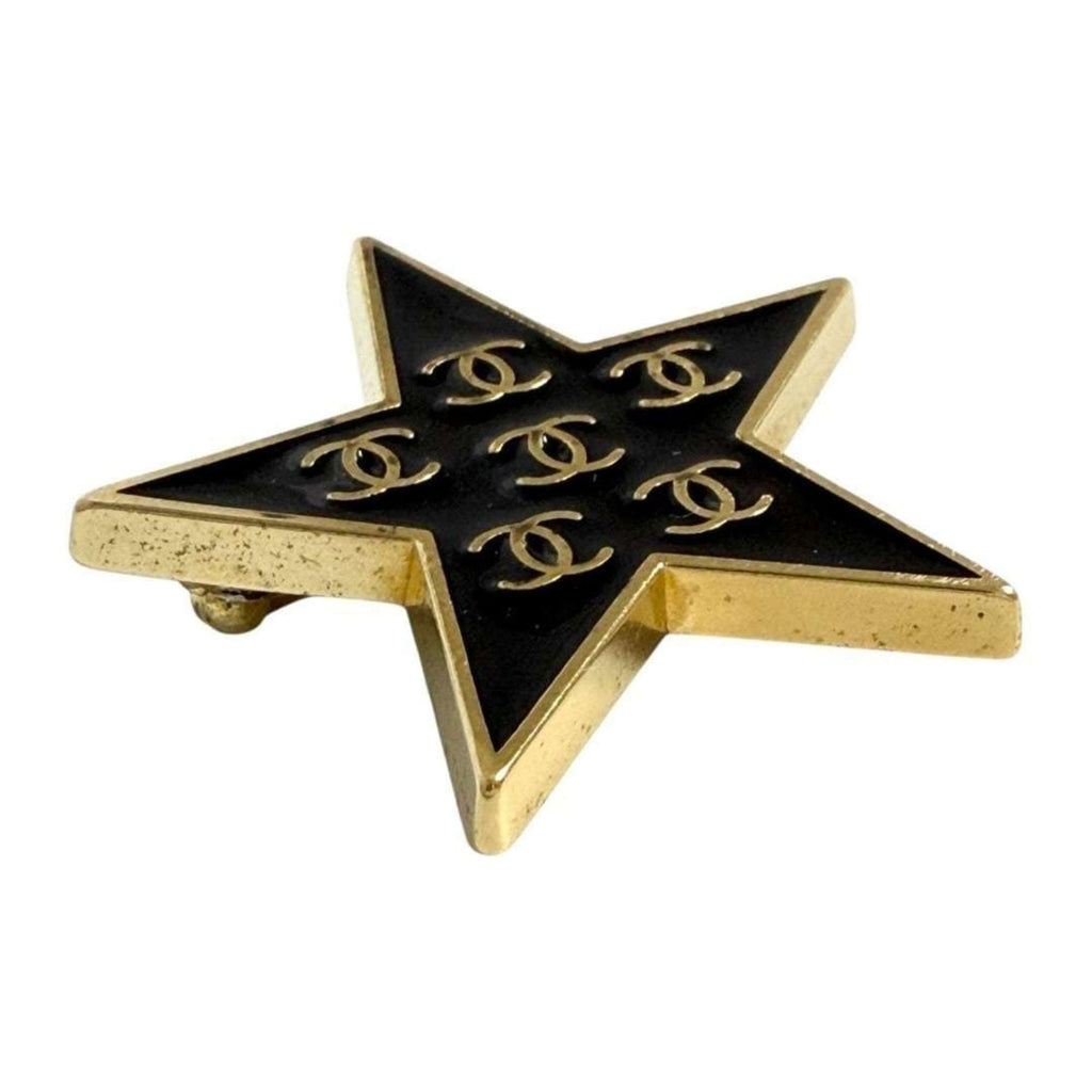 Chanel Women's Coco Mark Pin Brooch Badge Black Star 2001