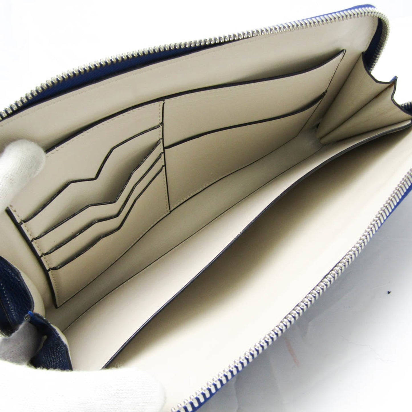 Valextra Organizer Travel Pouch Men's Leather Clutch Bag Royal Blue