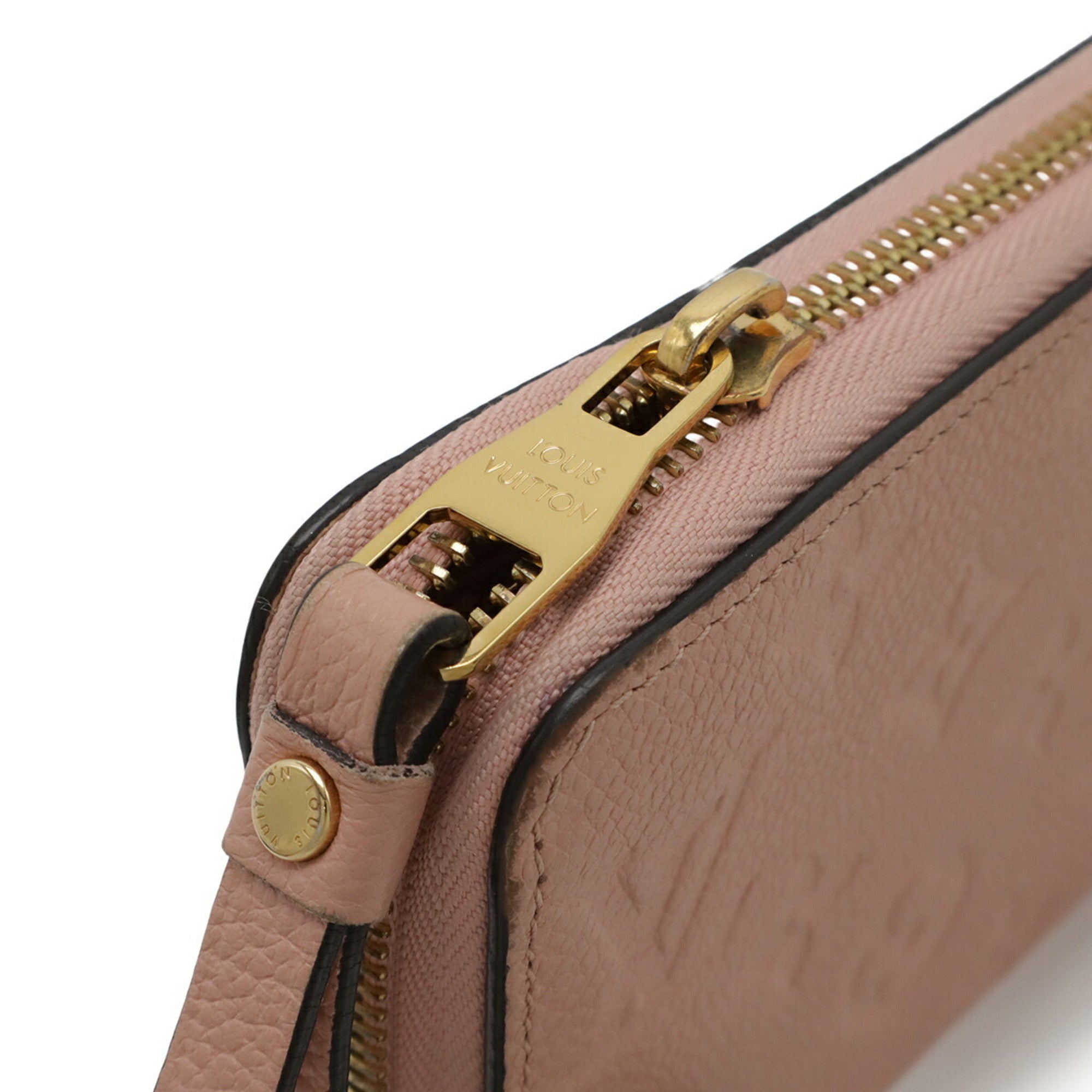 LOUIS VUITTON Monogram Empreinte Zippy Wallet, Round Long Leather, Rose Poodle Pink, M64090