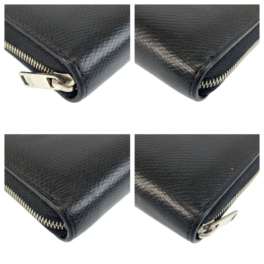 CELINE Black Leather Wallet with Silver Hardware, Men's