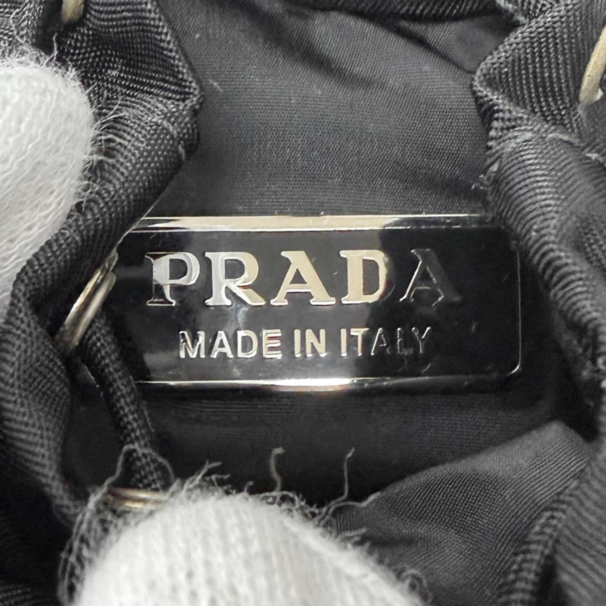 PRADA 2TT205 Triangle Logo Backpack Motif Bag Charm Strap, Black, Made in Italy, Men's, with Box — Like New